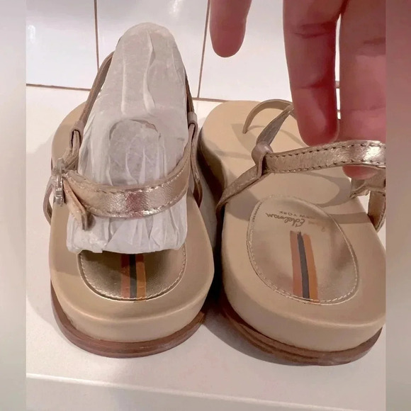 Sam Edelman Gold Naomi Wedge Toe Sandal with Ankle Strap Size 8.5 NWOT - Picture 6 of 7